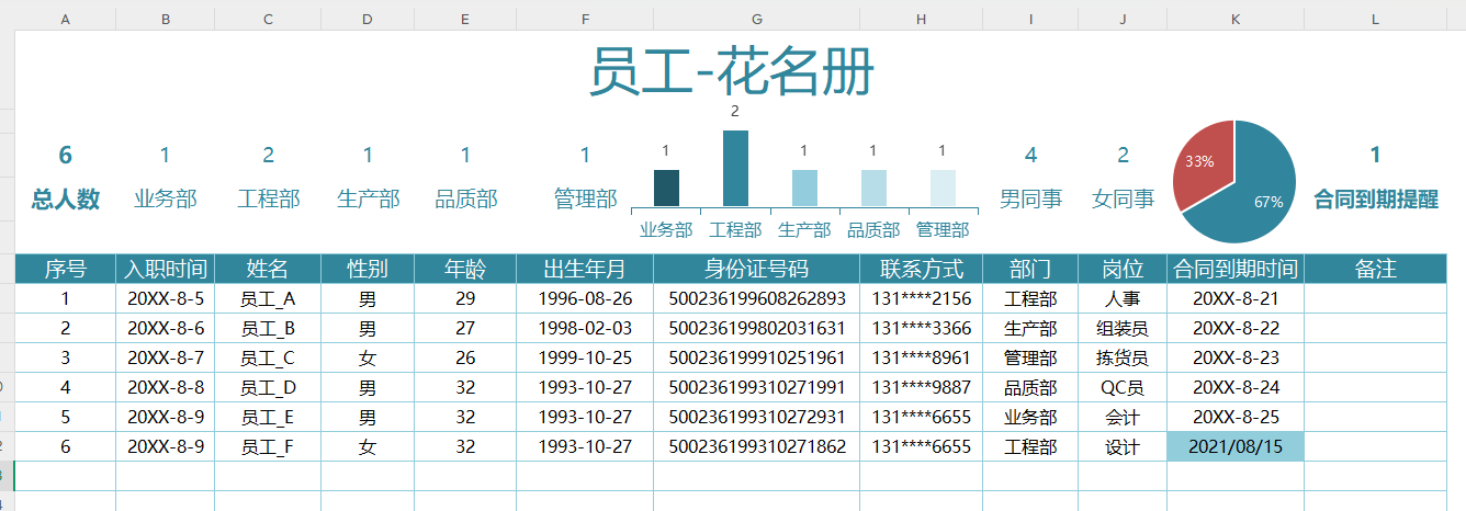 员工花名册登记表